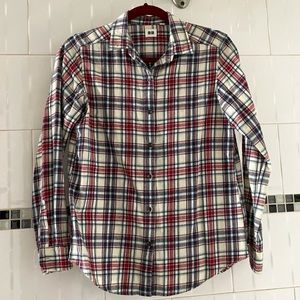 Uniqlo Plaid Shirt, Medium - Red, White, Blue